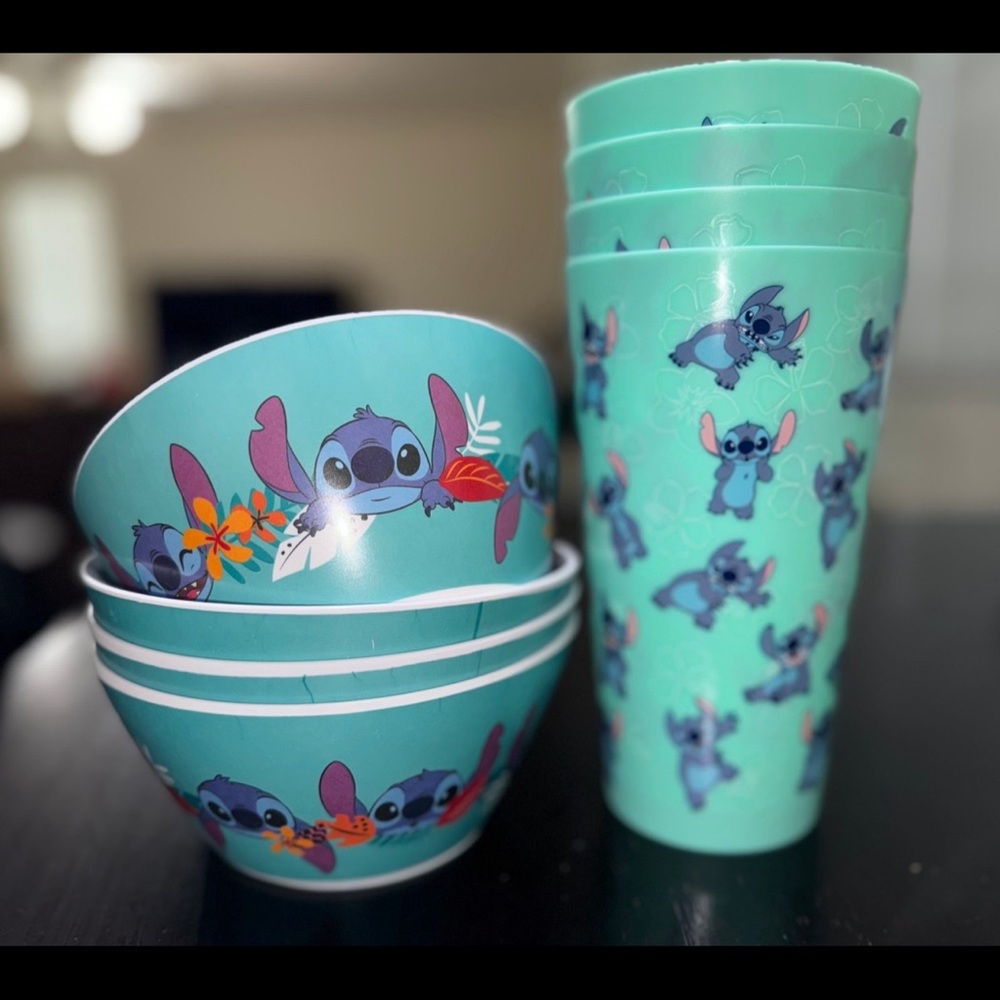 Stitch Themed  Bowls and Cups Set - Blue